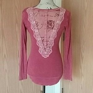 Med, Rusty Red,Bear Dance Long Sleeve w/ lace back